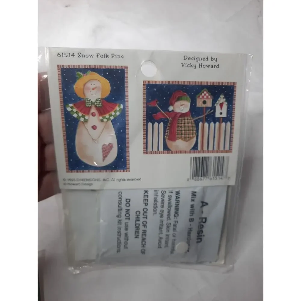 Vintage Dimensions Craft Pins Set of Two Kits Christmas Santa Snowmen